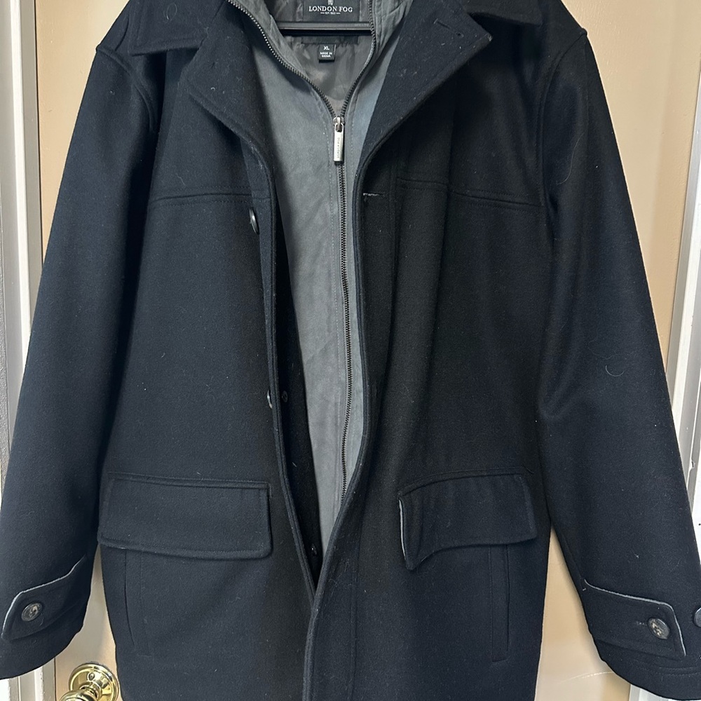 London Fog Men's Classic Black Pea Coat